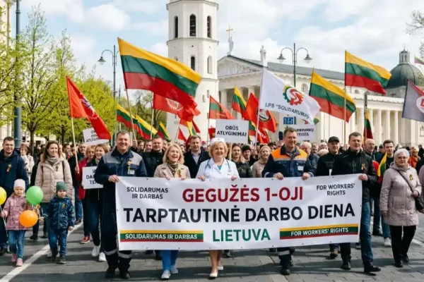 tarptautinės darbo dienos minėjimas eisenoje