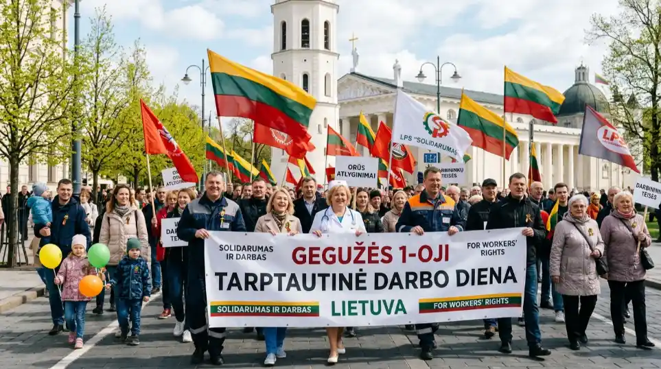 tarptautinės darbo dienos minėjimas eisenoje