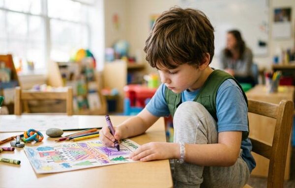 autizmu sergantis berniukas piešia