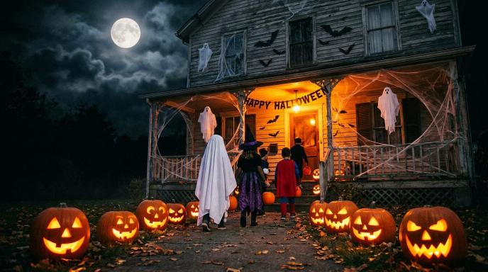 helovinas švenčiamas lankant namus