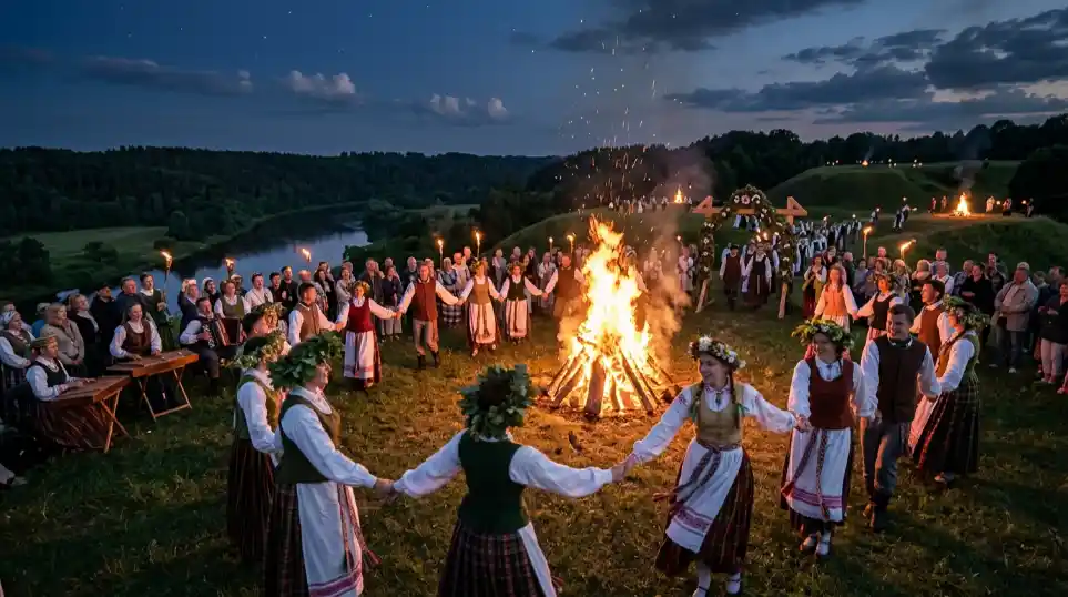 Joninės šventės minėjimas prie laužo