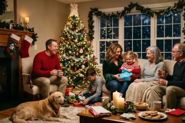 šeima švenčia kūčias