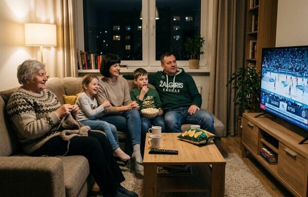 šeimos diena minima prie televizoriaus